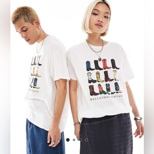 Reclaimed Vintage Unisex Oversized Graphic T-Shirt With Cowboy Boot Graphic